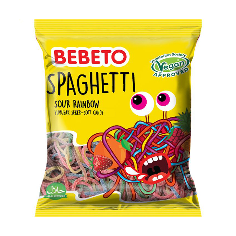 Жувальні цукерки Bebeto Спагеті Веселка, 80 г